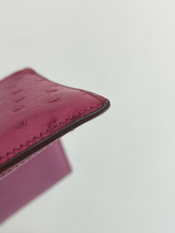 【9成新】HERMES BEARN 鴕鳥皮短夾 