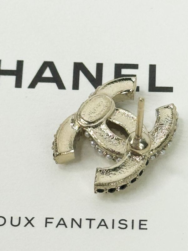 【分期0利率】CHANEL 拚色閃石珍珠耳環【全新品】 