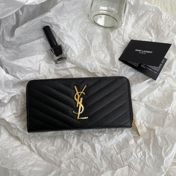 【12期0利率】【現金價】YSL 聖羅蘭 魚子醬拉鍊長夾 