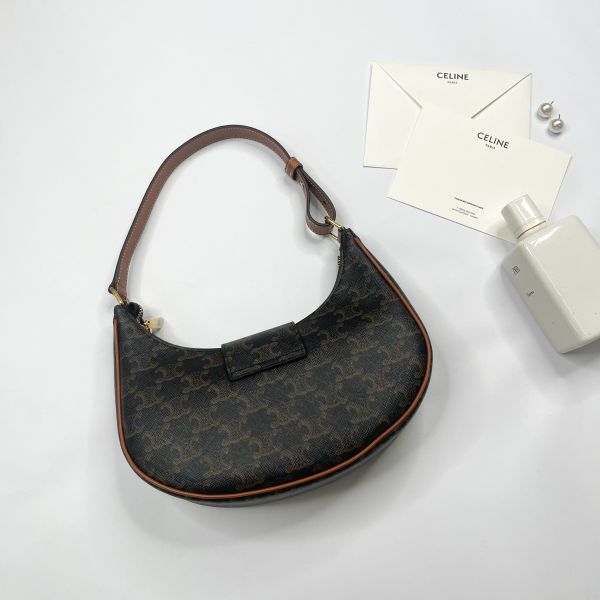 【12期0利率】CELINE AVA TRIOMPHE標誌印花牛皮革中號手袋【全新閒置】 