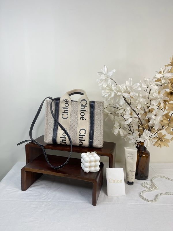 【分期0利率】Chloé 背帶款小號 Woody Tote Bag 深藍色【9成新】 