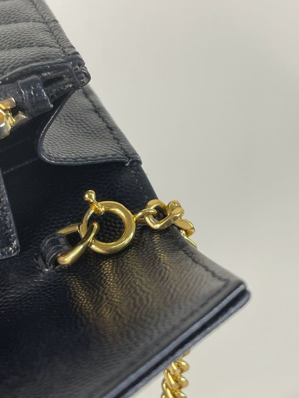 【分期0利率】YSL WOC 魚子醬鍊包黑金 19.5CM【95成新】 