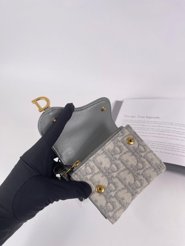 【9成新】DIOR SADDLE LOTUS 老花三折短夾 