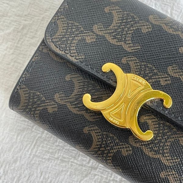 【12期0利率】CELINE TRIOMPHE標誌印花短款零錢包【24年1月台灣購證】【9成新】 