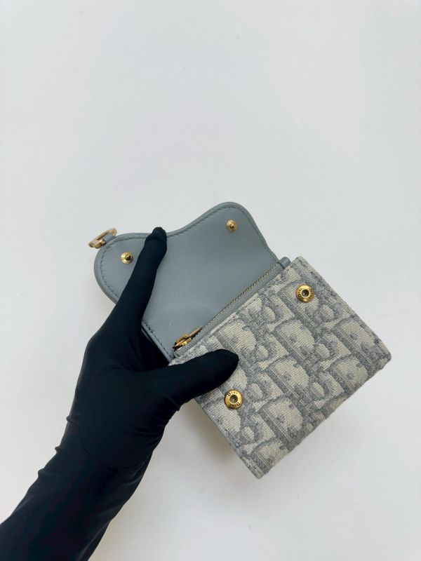 【95成新】DIOR SADDLE LOTUS 老花三折短夾 