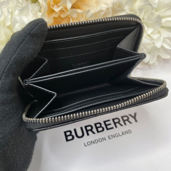 【12期0利率】【現金價】BURBERRY  Lola 衍縫拉鍊零錢包 黑/銀 