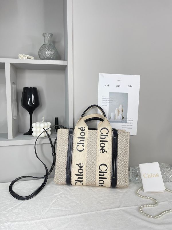 【分期0利率】Chloé 背帶款小號 Woody Tote Bag 深藍色【99成新】 