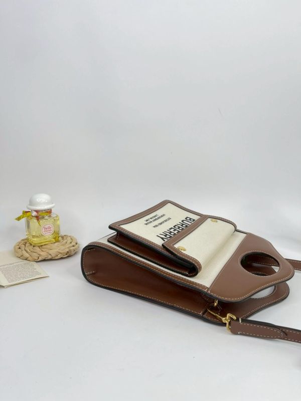 【95成新】BURBERRY 帆布拼皮革口袋包 