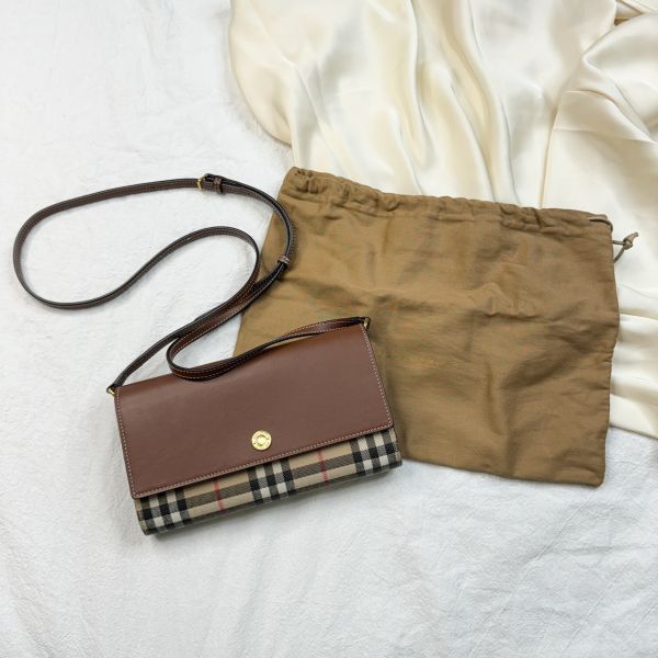 【12期0利率】BURBERRY 全皮翻蓋內裡格紋WOC【95成新】 