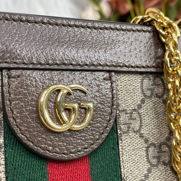 【9成新】【12期0利率】GUCCI OPHIDIA GG磁扣肩背鍊包 26公分 