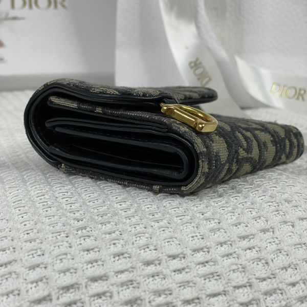 【成新】【12期0利率】DIOR SADDLE LOTUS 三折短夾 