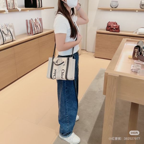 【分期0利率】Chloé 背帶款小號 Woody Tote Bag 深藍色【99成新】 