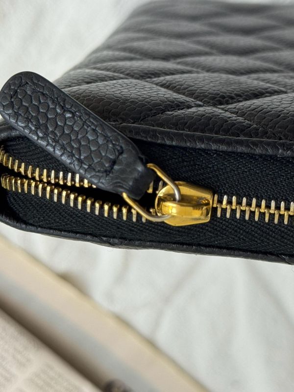 【95成新】CHANEL COCO魚子醬牛皮拉鍊長夾 