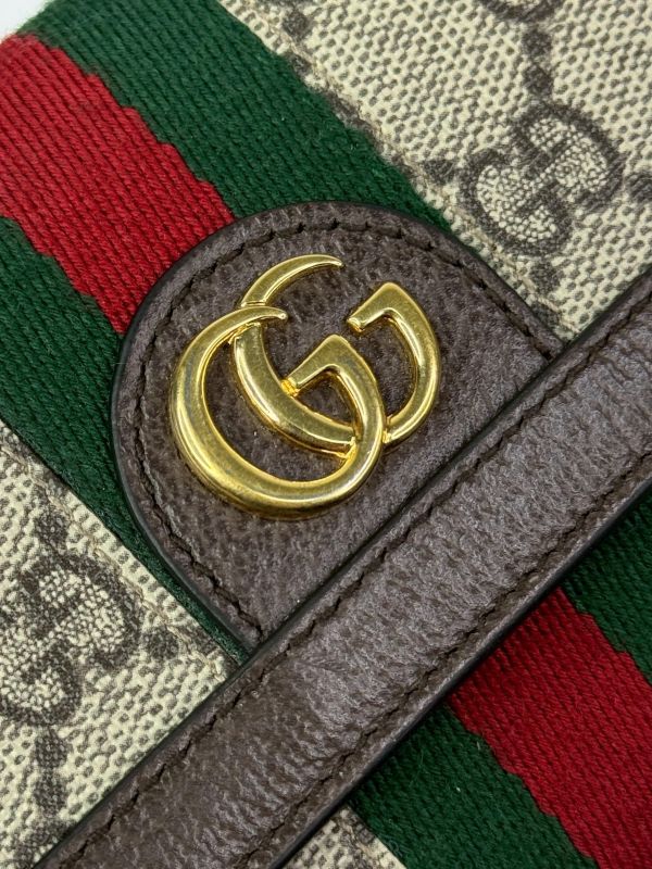 【95成新】GUCCI OPHIDIA 織帶扣式信封長夾 