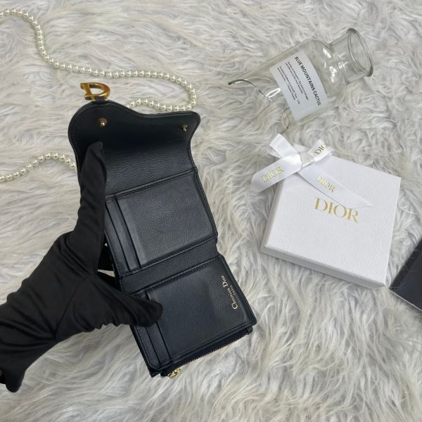 【12期0利率】DIOR SADDLE LOTUS 老花三折短夾【85成新】 