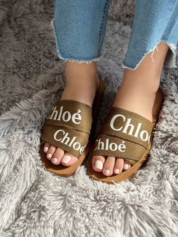 【12期0利率】【全新品】Chloé  橄欖綠繃帶字母拖鞋 現金價9300 