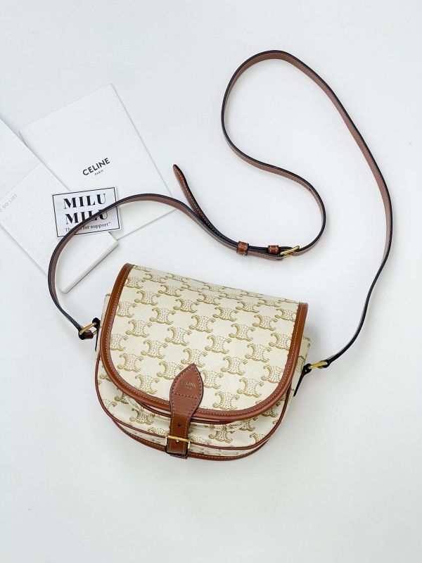 【95成新】CELINE Triomphe帆布中型Folco手袋 