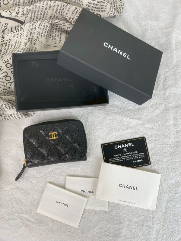 【分期0利率】CHANEL COCO經典牛皮拉鍊零錢包【99成新】 