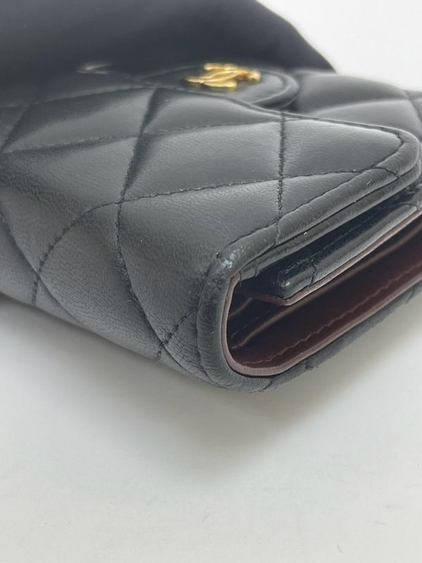 【9成新】CHANEL COCO 背面拉鍊三折短夾 