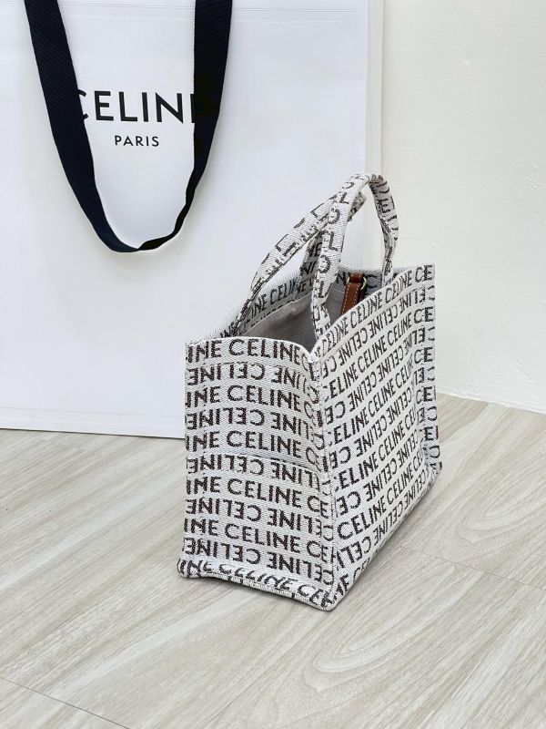 【未使用閒置品】CELINE 條紋織物小型Cabas Thais托特包 
