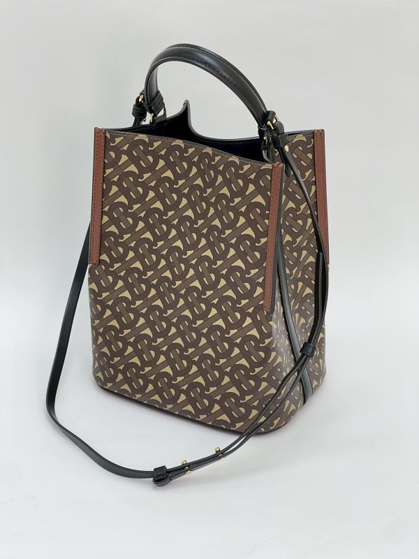 【9成新】BURBERRY PEGGY TB老花水桶包 小號 