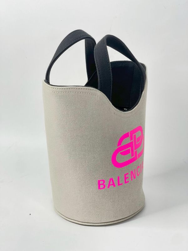 【95成新】BALENCIAGA WAVE BB 印花帆布水桶包 