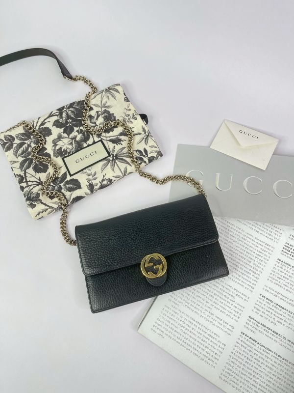 【分期0利率】GUCCI 荔枝皮雙G WOC【85成新】