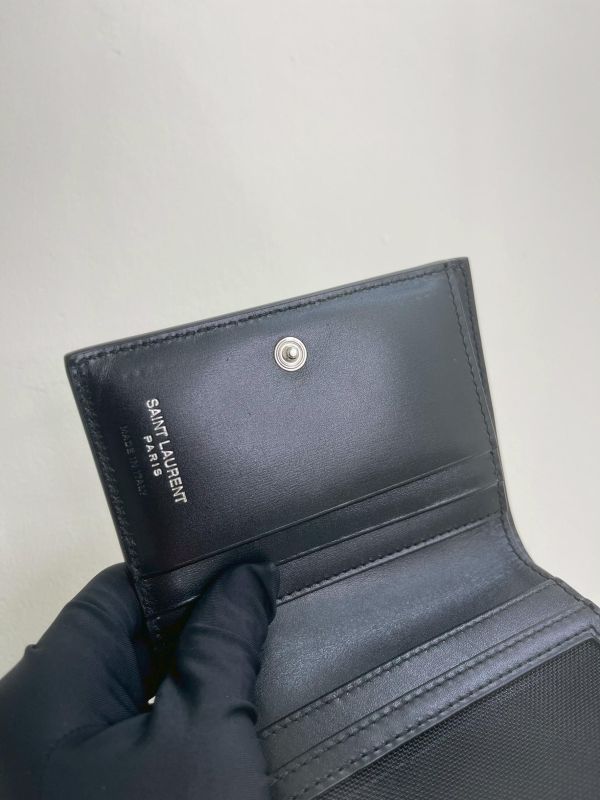 【9成新】YSL 滑面牛皮對折零錢袋短夾 