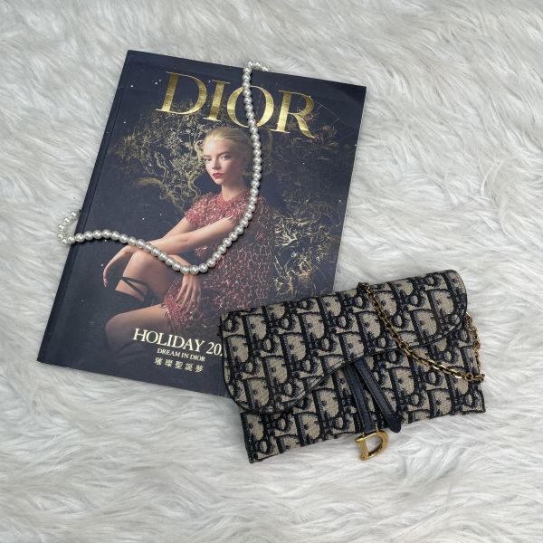 【12期0利率】DIOR Saddle長型鏈帶銀包【9成新】 