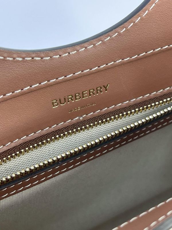【未使用閒置品】BURBERRY 帆布拼皮革口袋包 
