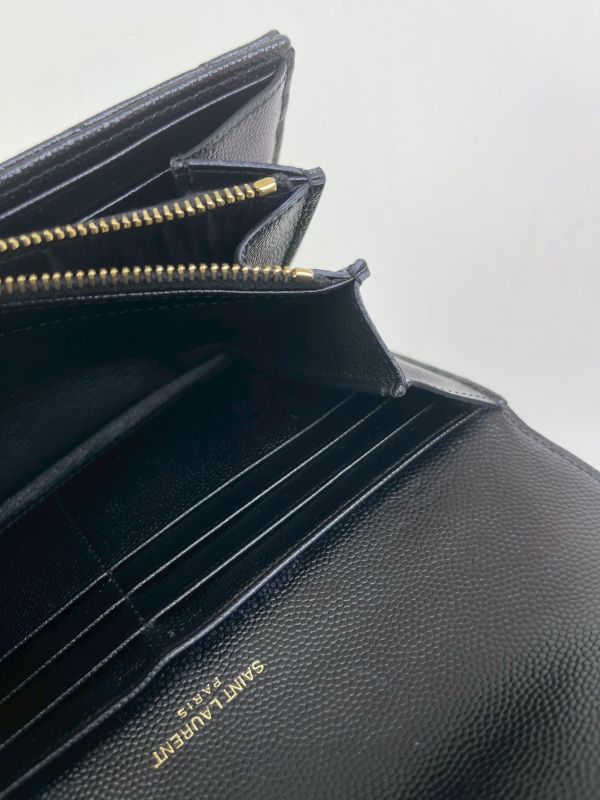 【9成新】YSL MONOGRAM 魚子醬信封長夾 