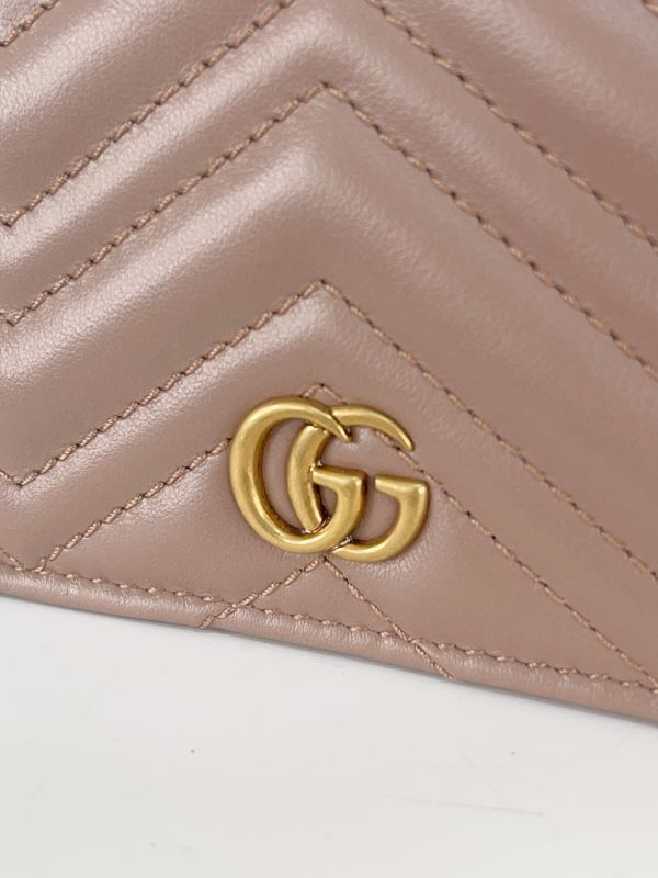 【分期0利率】GUCCI Marmont 愛心兩摺拉鍊零錢袋短夾 奶茶色【全新品】 