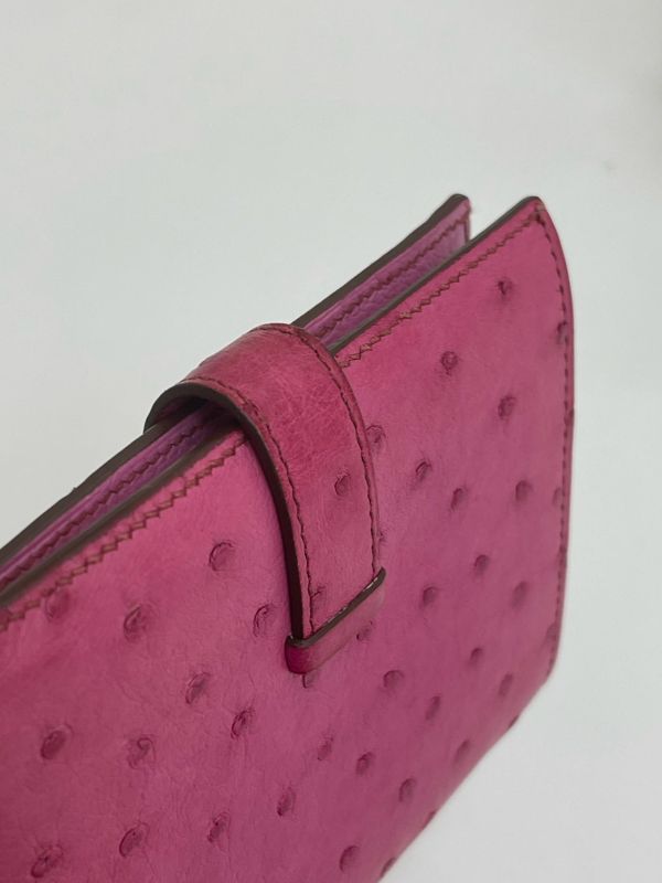 【9成新】HERMES BEARN 鴕鳥皮短夾 
