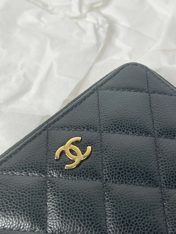 【分期0利率】CHANEL 魚子醬拉鍊對開短夾【9成新】 