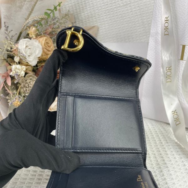 【成新】【12期0利率】DIOR SADDLE LOTUS 三折短夾 