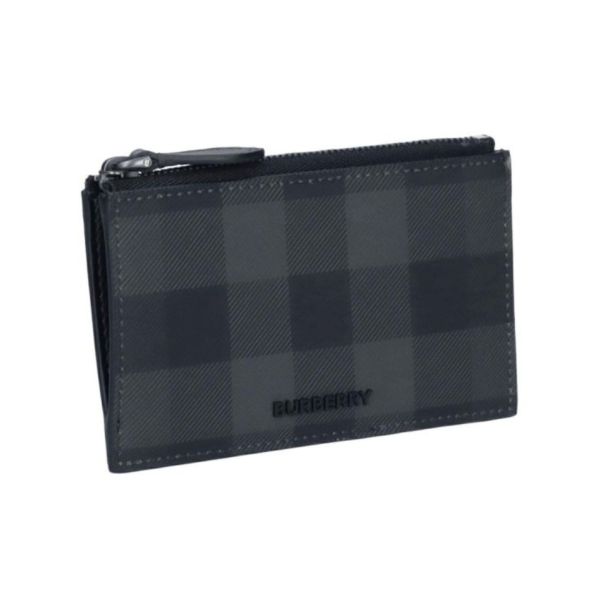 【12期0利率】【全新品】BURBERRY 炭灰格紋拉鍊零錢卡包SO BLACK【現金價10000】 