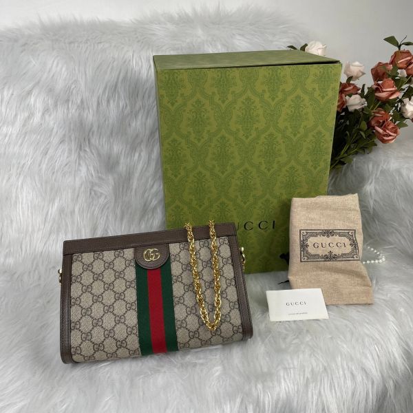 【9成新】【12期0利率】GUCCI OPHIDIA GG磁扣肩背鍊包 26公分 