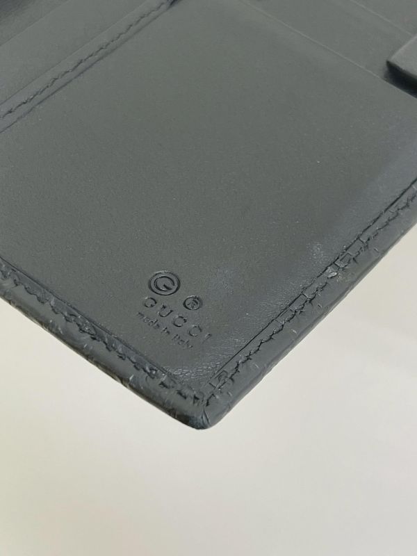 【9成新】GUCCI 滿版牛皮雙G壓紋扣式信封長夾 