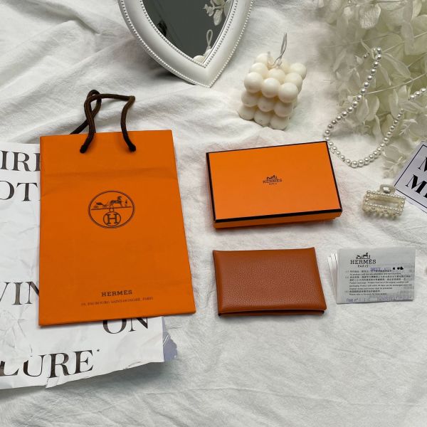 【12期0利率】【全新品】Hermes  Calvi卡片套Evercolor小牛皮J9BLUSH【現金價9800】 