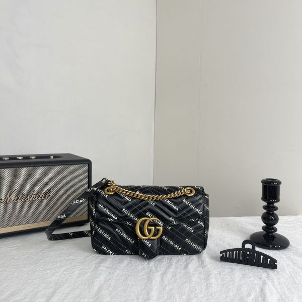 【分期0利率】GUCCI Marmont 巴黎世家聯名款26CM 肩背包【未使用閒置品】 