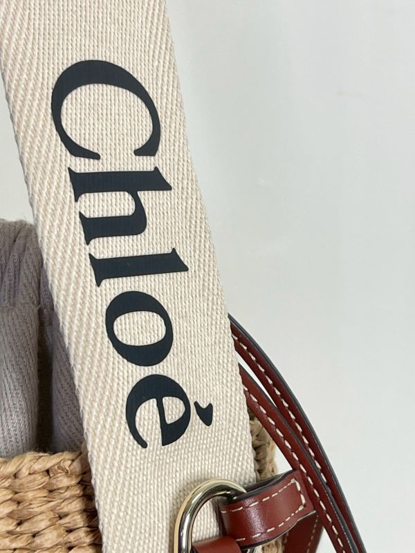 【95成新】Chloe 草編束口圓筒包 