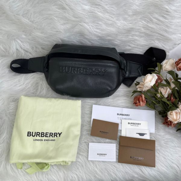 【12期0利率】BURBERRY 皮革字母壓印腰包【95成新】 
