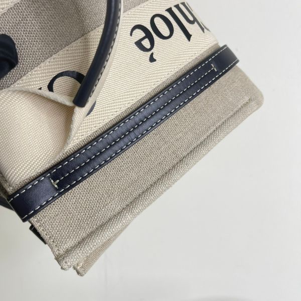 【12期0利率】Chloé 背帶款小號 Woody Tote Bag 深藍色【9成新】 