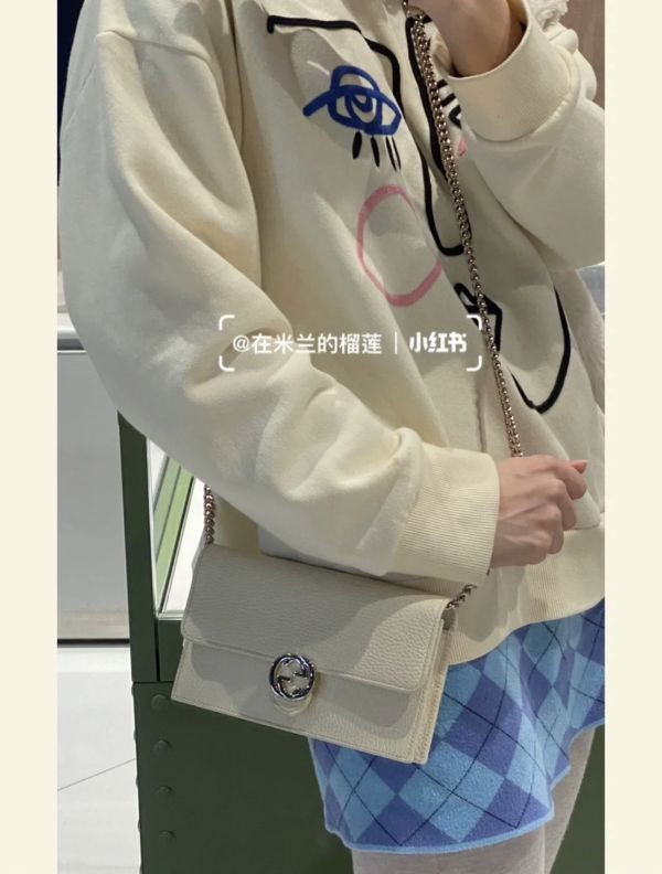 【85成新】GUCCI 荔枝皮雙G WOC 