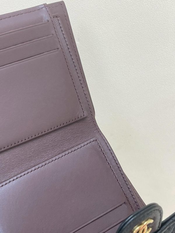 【9成新】CHANEL COCO 背面拉鍊三折短夾 