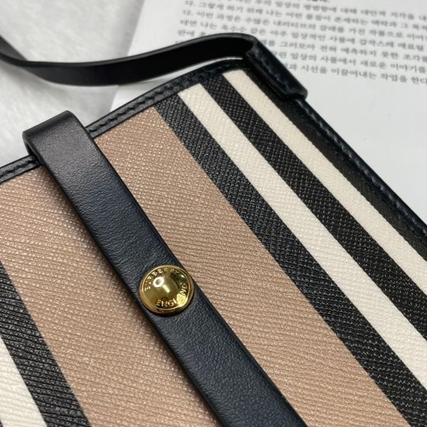 【全新閒置品】【12期0利率】BURBERRY 經典條紋皮革手機包 