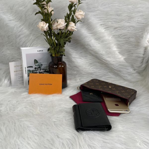 【95成新】【12期0利率】LV  Félicie Pochette 舊款老花三合一 (非絨布內裡) 