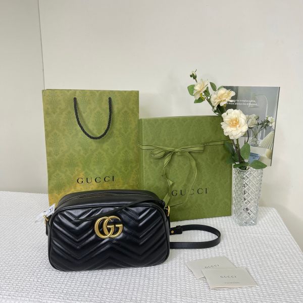 【12期0利率】GUCCI Marmont 相機包黑金【95成新】 