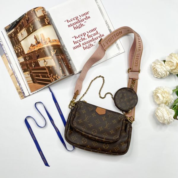 【12期0利率】LV 五合一麻將包 粉色【88成新】 