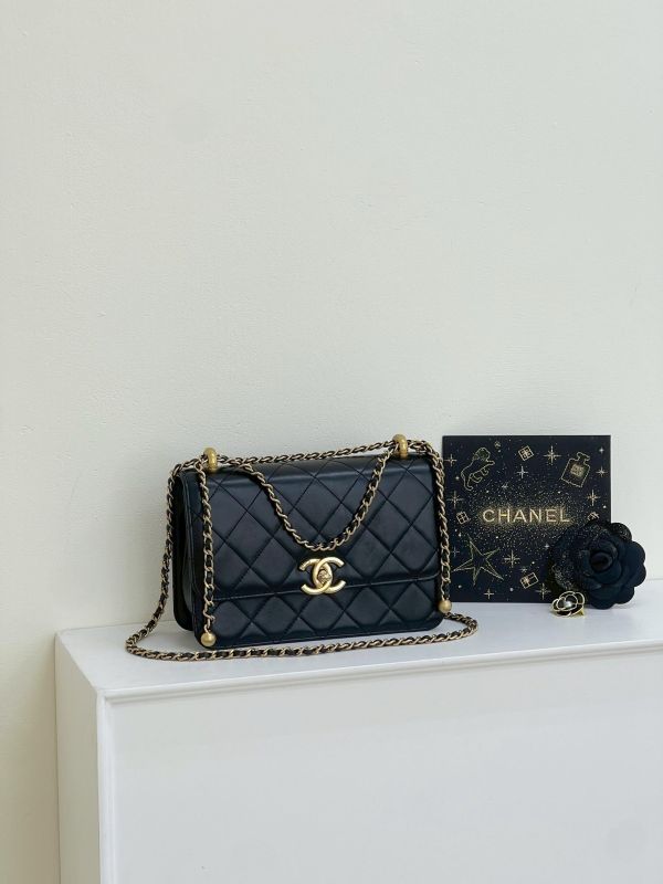 【9成新】CHANEL 雙金球口蓋包 